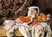 Paul Cezanne Nature morte avec rideau et pichet fleuri Norge oil painting reproduction